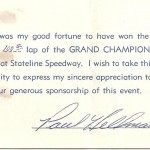 Paul Hellman thank you note 1970